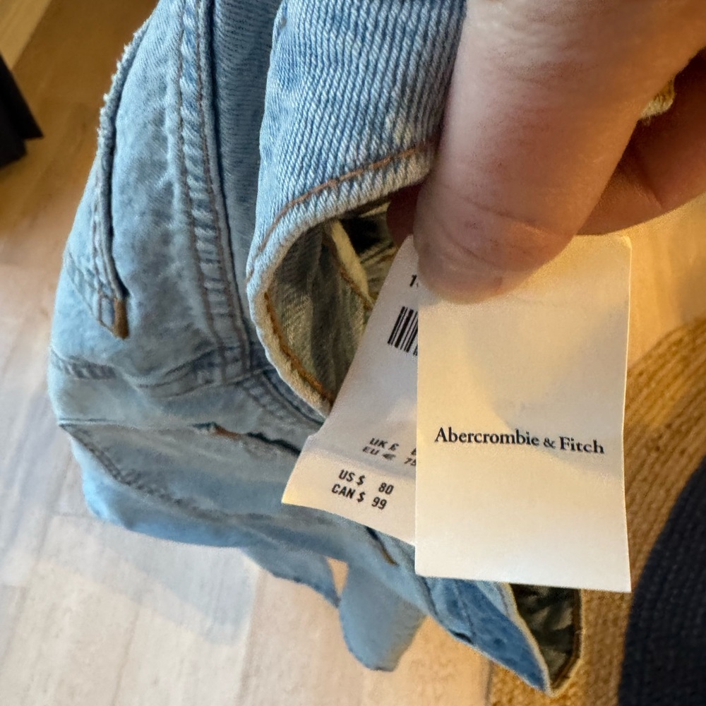 Abercrombie & Fitch High Rise Denim Midi Skirt Light Wash Front Slit - Picture 8 of 8